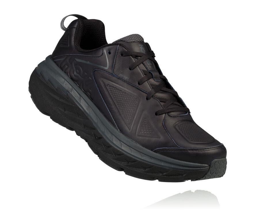 Hoka Bondi Leather - Men's Running Shoes - Black - UK 468PIVUOY